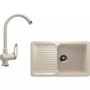 Кухонная мойка и смеситель Ulgran U-506 бежевый (U-506-328, U-006-328)