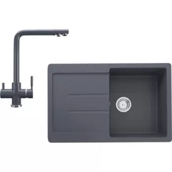 Кухонная мойка и смеситель Ulgran U-507-343, U-016-343 антрацит