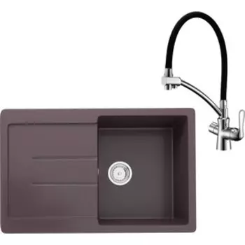 Кухонная мойка и смеситель Ulgran U-507-345 шоколад, Lemark Comfort LM3070C