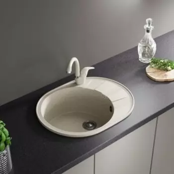 Кухонная мойка и смеситель ZOX ZX-GM 02 58х46 с крылом, песочная