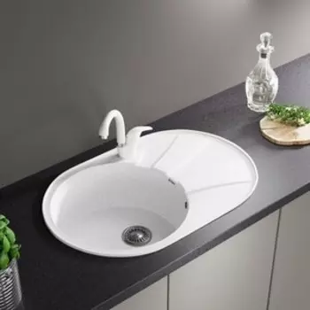 Кухонная мойка и смеситель ZOX ZX-GM 03 74х48 с крылом, белая