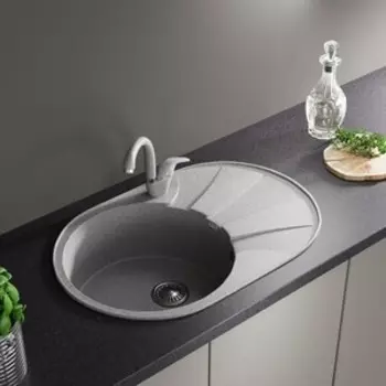 Кухонная мойка и смеситель ZOX ZX-GM 03 74х48 с крылом, серая