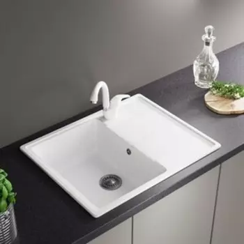 Кухонная мойка и смеситель ZOX ZX-GM 05 62х48 с крылом, белая