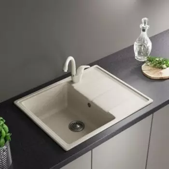 Кухонная мойка и смеситель ZOX ZX-GM 05 62х48 с крылом, песочная