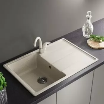 Кухонная мойка и смеситель ZOX ZX-GM 06 74х48 с крылом, песочная