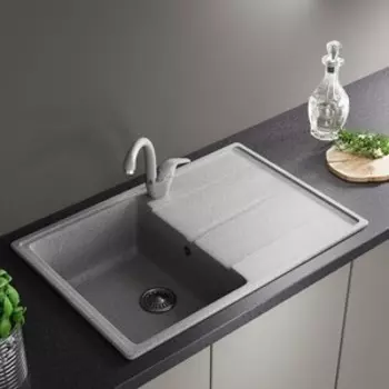 Кухонная мойка и смеситель ZOX ZX-GM 06 74х48 с крылом, серая