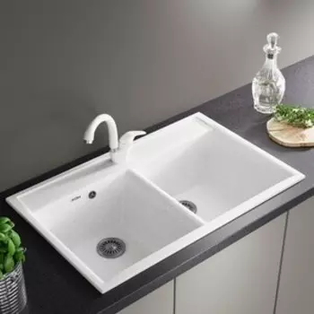 Кухонная мойка и смеситель ZOX ZX-GM 10 78х51 двухчашевая белая