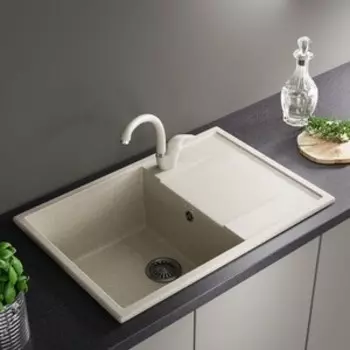 Кухонная мойка и смеситель ZOX ZX-GM 12 76х51 с крылом, песочная