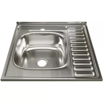 Кухонная мойка Mixline Накладная 60х60 левая, с сифоном, нержавеющая сталь 0,8мм (4630030631606)