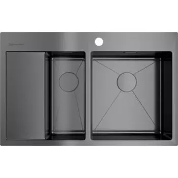 Кухонная мойка Omoikiri Akisame 78-2 GM-R вороненая сталь (4973102)