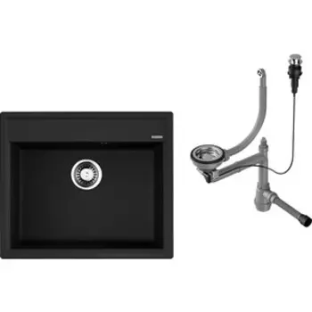 Кухонная мойка Omoikiri Daisen 60 BL с клапаном автомат, черная (4993622, 4956164)