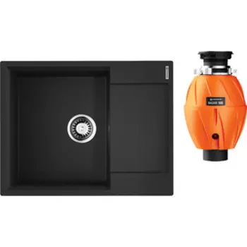 Кухонная мойка Omoikiri Daisen 65 BL с измельчителем, черная (4993684, 4995060)