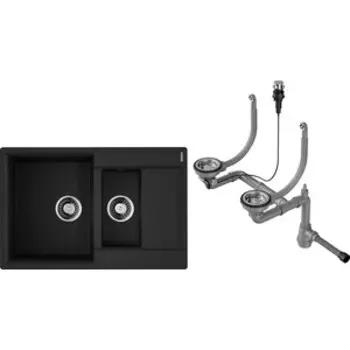 Кухонная мойка Omoikiri Daisen 78-2 BL с клапаном автомат, черная (4993334, 4956506)