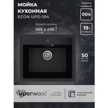 Кухонная мойка Uperwood ECON UPD-104-004 черная матовая