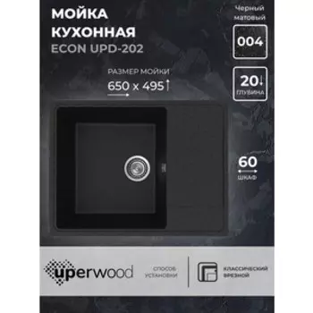 Кухонная мойка Uperwood ECON UPD-202-004 черная матовая
