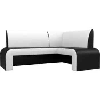 Кухонный Диван АртМебель Кармен эко-кожа черный/белый правый