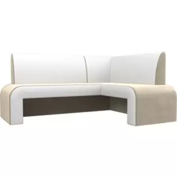 Кухонный диван АртМебель Кармен микровельвет бежевый/белый правый