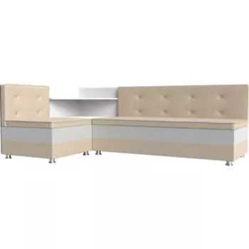 Кухонный диван АртМебель Милан эко-кожа бежевый-белый левый