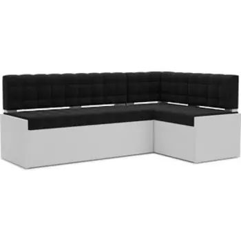 Кухонный диван Mebel Ars Ганновер правый угол (велюр черный НВ-178 17) 208х82х133 см