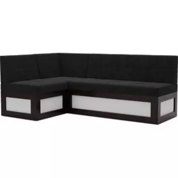 Кухонный диван Mebel Ars Нотис левый угол (велюр черный НВ-178 17) 207х82х132 см