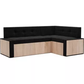 Кухонный диван Mebel Ars Таллин правый угол (велюр черный НВ-178 17) 210х83х140 см