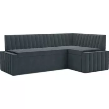 Кухонный диван Mebel Ars Вермут правый угол (велюр серо-синий HB-178 26) 213х82х133 см