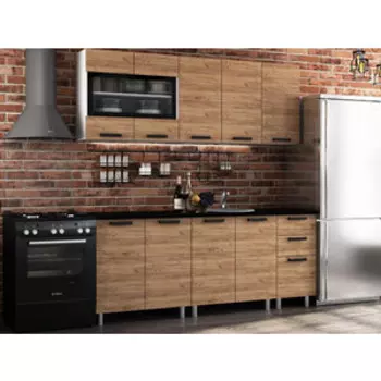 Кухонный гарнитур Мебелони Крафт ЛДСП 2.0 38 мм столешница 2000, белый/крафт 2039476001