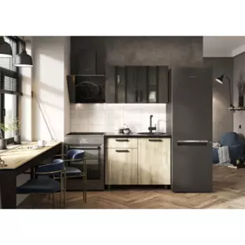 Кухонный гарнитур Стендмебель Эдинбург ЛДСП 1.0 (дуб крафт серый/крафт серый, железный камень)