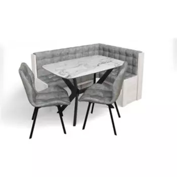 Кухонный Набор Бител Скамья Угловая Квадро (Бодега, Велюр Графит)+Стул Рим (Черный/В. Графит) 2 Шт.+Стол Неаполь (См-1) (BIT001345)