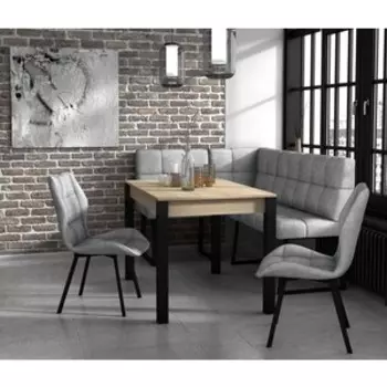 Кухонный Набор Бител Угловой Диван Реал (Мд 1100+Мд 660+Му 590 В. Графит+Стол Милан-1 Нераздвижн, Дуб Сонома/Черн+Стул Рим Черн/В. Графит) 2Шт