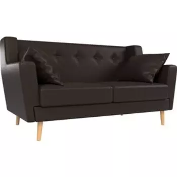 Кухонный прямой диван АртМебель Брайтон 2-х местный эко кожа коричневый