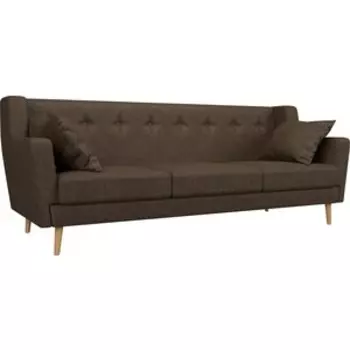 Кухонный прямой диван АртМебель Брайтон 3-х местный рогожка коричневый