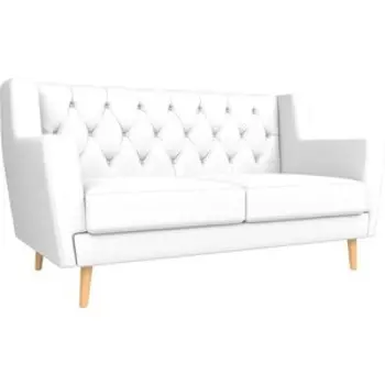 Кухонный прямой диван АртМебель Брайтон Люкс 2-х местный эко кожа белый