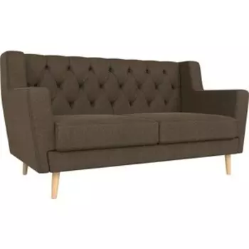 Кухонный прямой диван АртМебель Брайтон Люкс 2-х местный рогожка коричневый