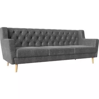 Кухонный прямой диван АртМебель Брайтон Люкс 3-х местный рогожка серый