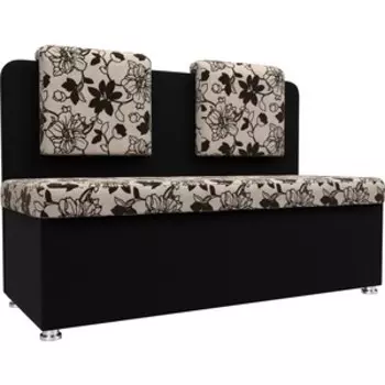 Кухонный прямой диван АртМебель Маккон 2-х местный рогожка на флоке вельвет черный