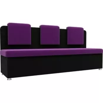 Кухонный прямой диван АртМебель Маккон 3-х местный микровельвет фиолетовый/черный