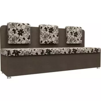 Кухонный прямой диван АртМебель Маккон 3-х местный рогожка на флоке коричневый