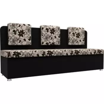 Кухонный прямой диван АртМебель Маккон 3-х местный рогожка на флоке вельвет черный