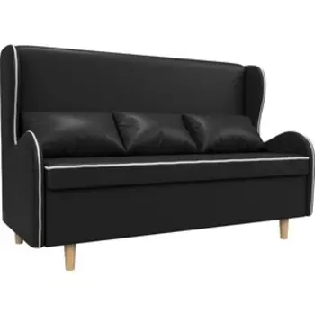 Кухонный прямой диван АртМебель Сэймон экокожа черный