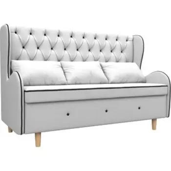 Кухонный прямой диван АртМебель Сэймон Люкс экокожа белый