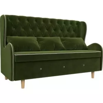 Кухонный прямой диван АртМебель Сэймон Люкс микровельвет зеленый