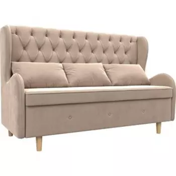 Кухонный прямой диван АртМебель Сэймон Люкс велюр бежевый