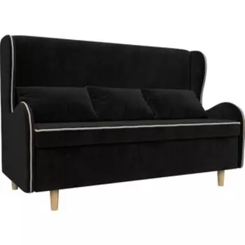 Кухонный прямой диван АртМебель Сэймон велюр черный