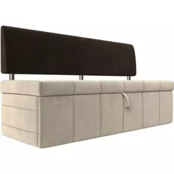 Кухонный прямой диван АртМебель Стоун микровельвет бежевый/коричневый