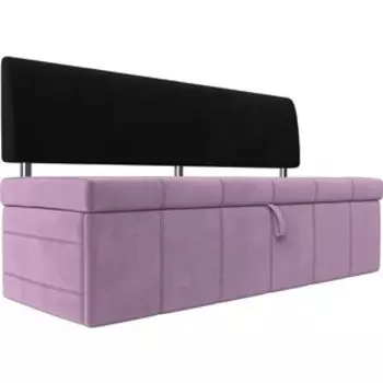 Кухонный прямой диван АртМебель Стоун микровельвет сиреневый/черный