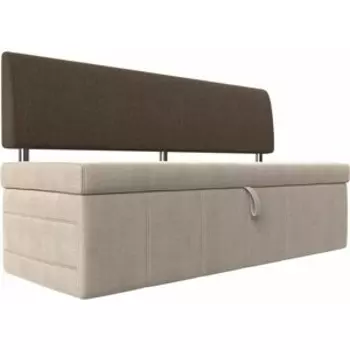 Кухонный прямой диван АртМебель Стоун рогожка бежевый/коричневый