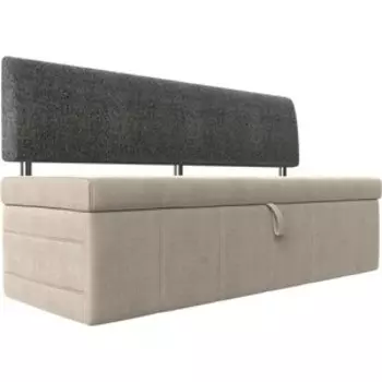 Кухонный прямой диван АртМебель Стоун рогожка бежевый/серый