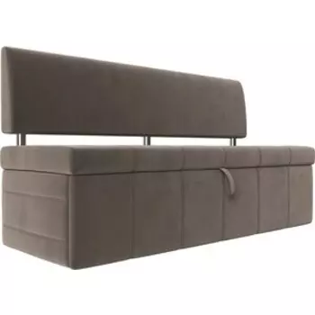 Кухонный прямой диван АртМебель Стоун велюр коричневый