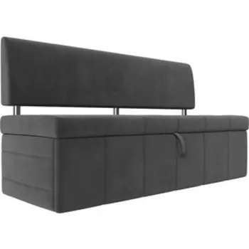 Кухонный прямой диван АртМебель Стоун велюр серый